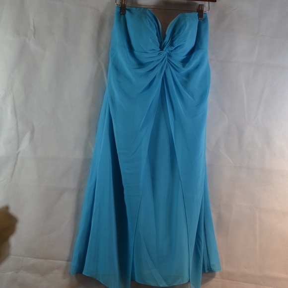 Chiffon-type Strapless Dress Sz 14 - Picture 4 of 7